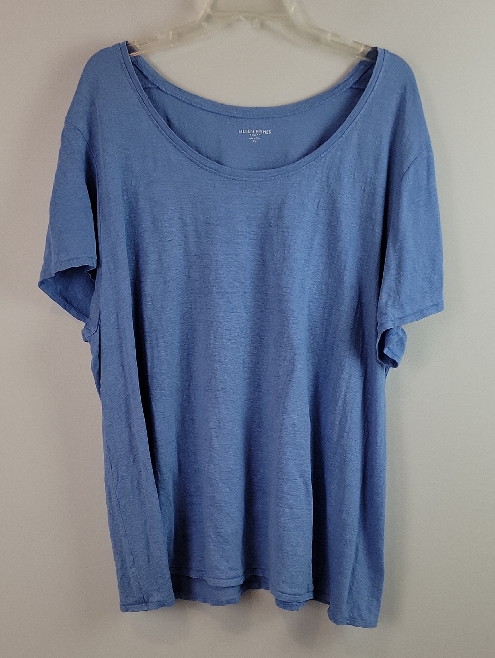 Eileen Fisher Washed Blue Scoop Neck Short Sleeve Tee